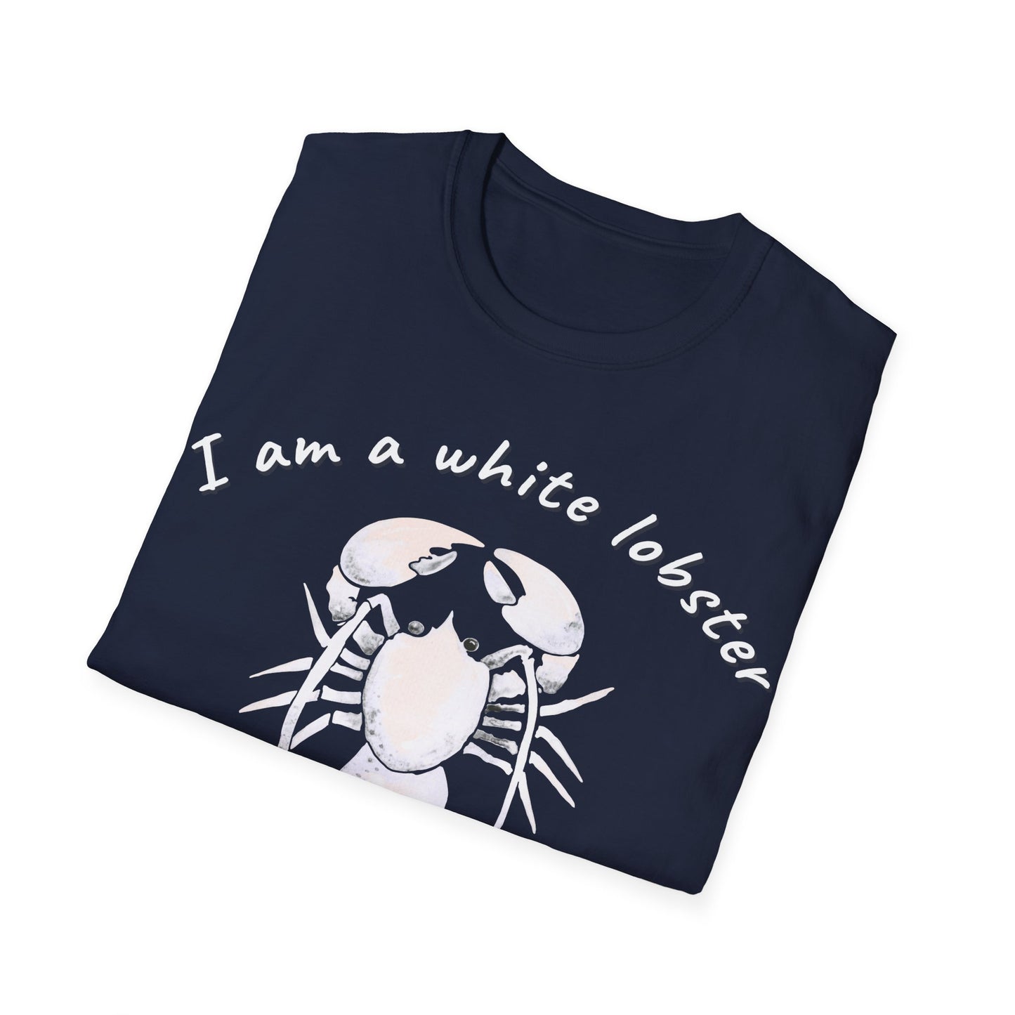 White Lobster Emblem: Minimalist Marine Illustration, Graphic Design Crustacean Portrait - Unisex Graphic Tee