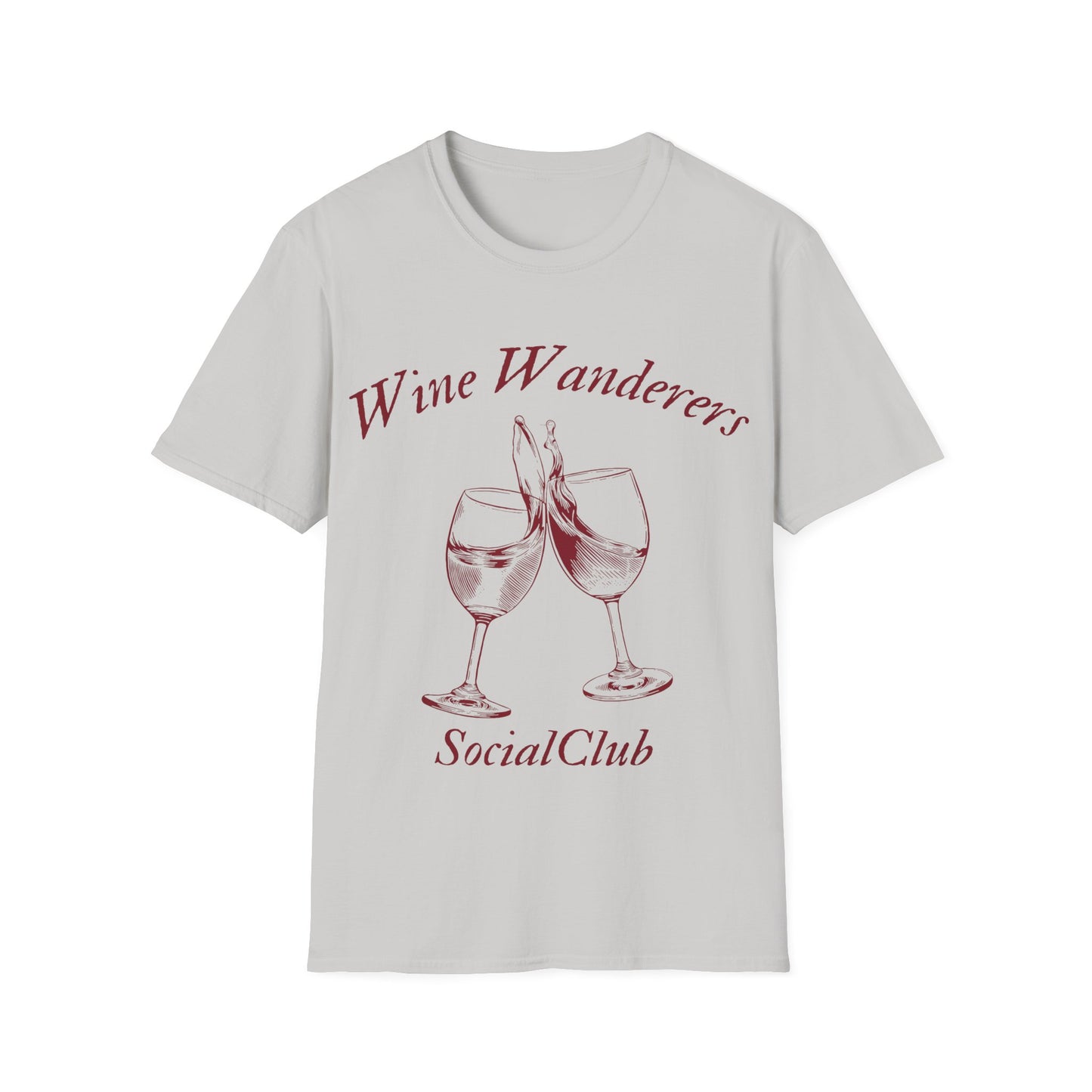 Wine Wanderers Social Club: Vintage Etched Glasses, Elegant Graphic Design - Unisex Graphic Tee