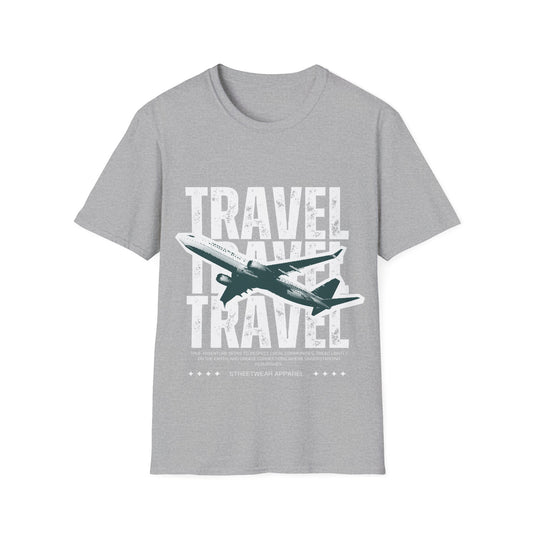 TRAVEL TRAVEL: Streetwear Graphic Design Poster, Distressed Typography Halftone Print - Unisex Graphic Tee
