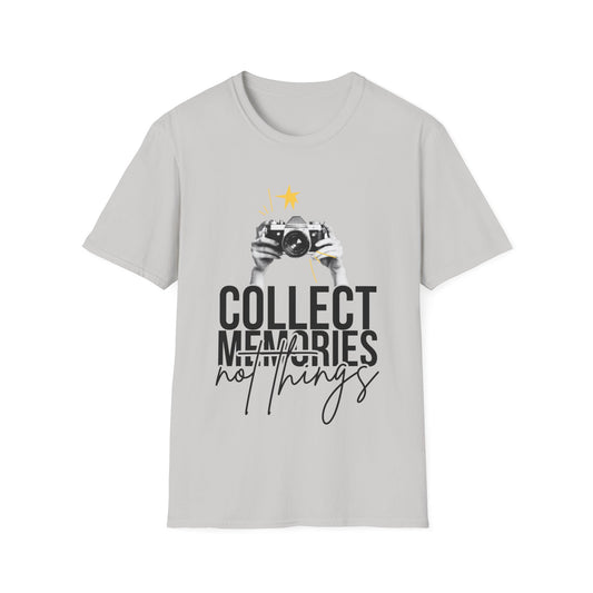 Collect Memories T-Shirt, Unisex Casual Tee, Photography Lover Gift, Travel Shirt, Vintage Camera Style