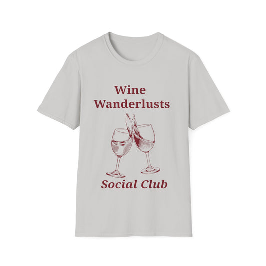 Wine Wanderlusts: Social Club Graphic Design, Vintage Etched Wine Glass Illustration - Unisex Graphic Tee