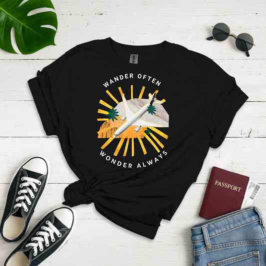 Aerial Wanderlust: Cannabis Travel Design, Modern Aviation Graphic Art - Unisex Graphic Tee