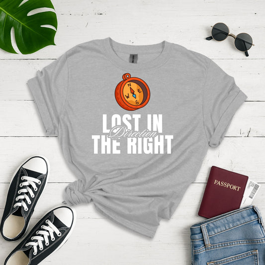 Unisex Adventure T-Shirt, Lost In Direction Tee for Travelers, Explorer Gift, Casual Wear, Inspirational Apparel
