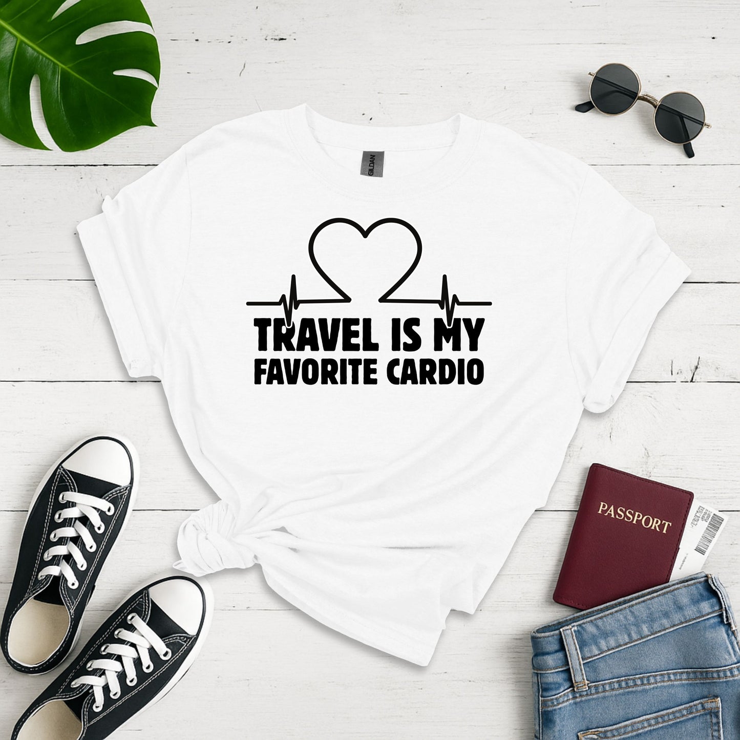 Travel Beats: Heart of Adventure, Wanderlust Cardio Graphic Design - Unisex Graphic Tee