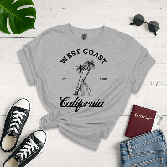 West Coast Vintage: California Coastal Design, Retro 1980 Graphic - Unisex Graphic Tee