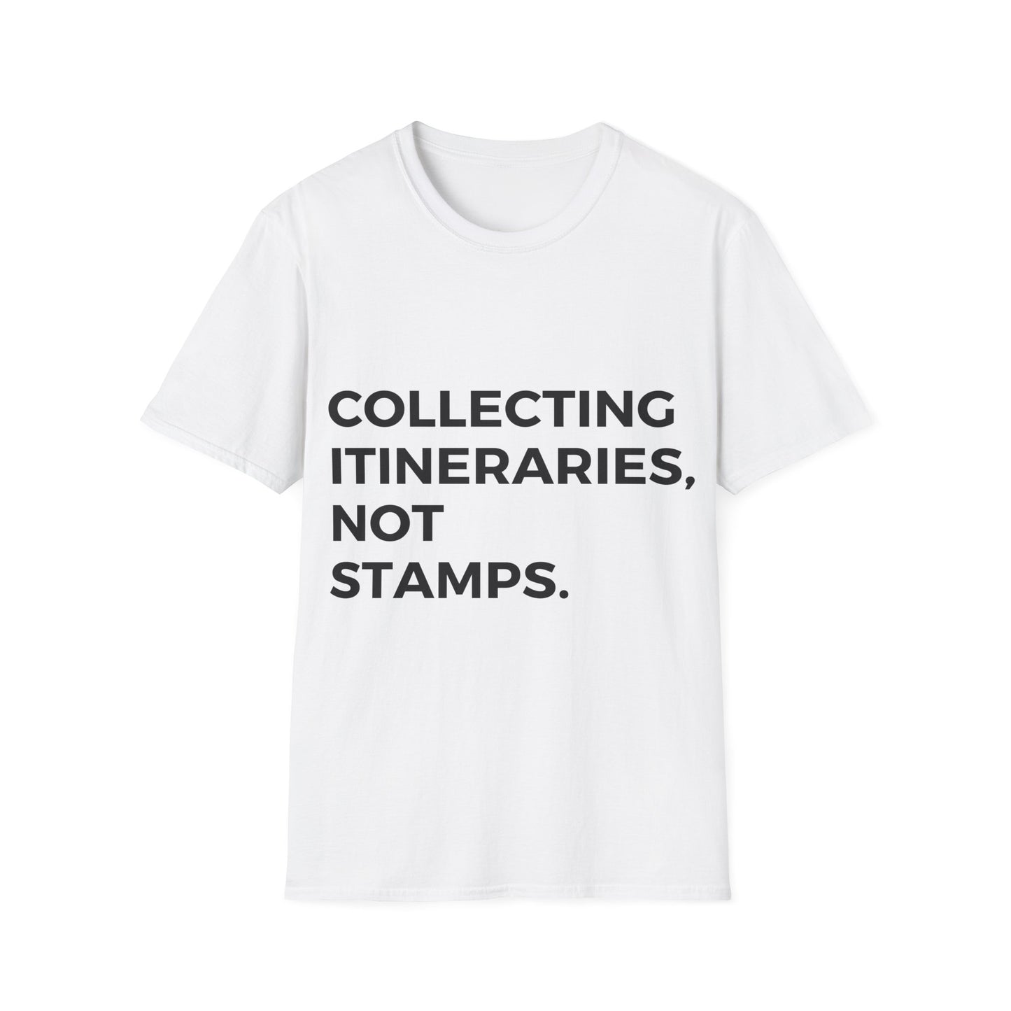 Wanderlust Chronicles: Experiential Travel Typography, Minimalist Design Statement - Unisex Graphic Tee