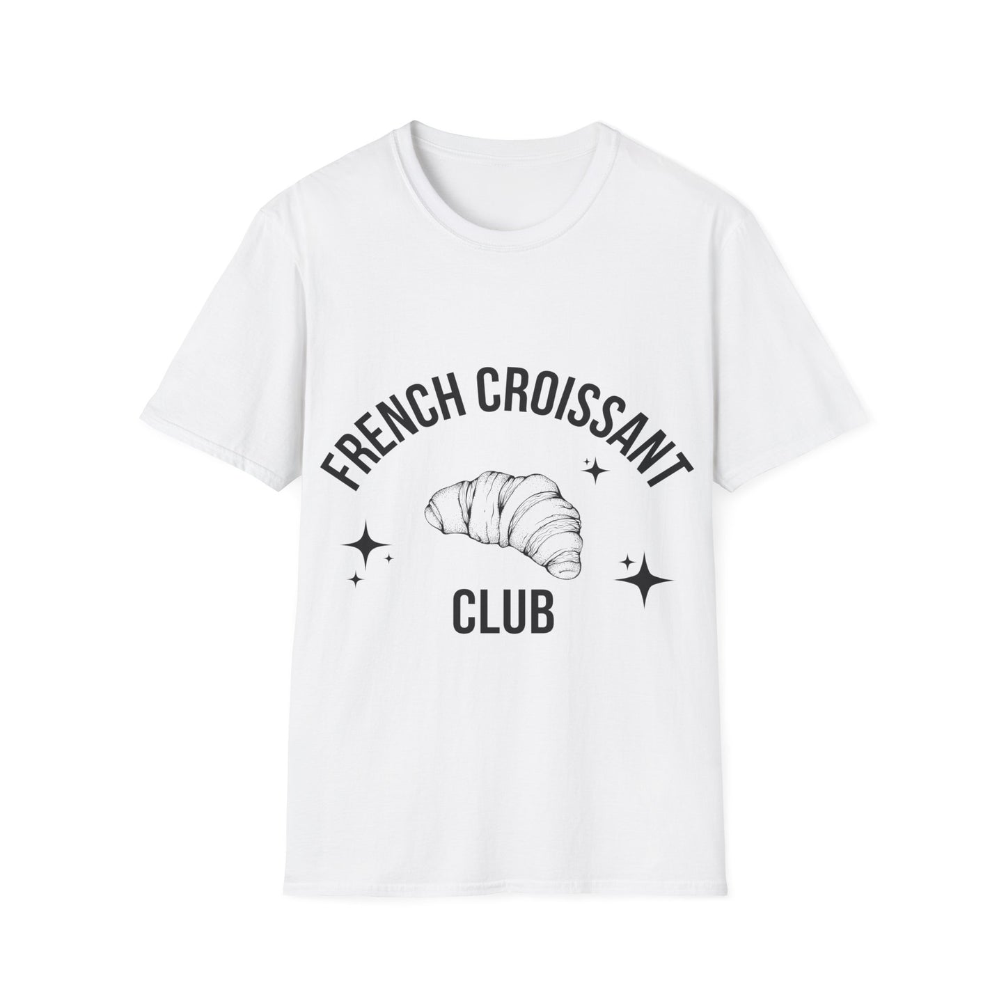 French Croissant Club: Dotwork Pastry Design, Iconic Culinary Illustration - Unisex Graphic Tee