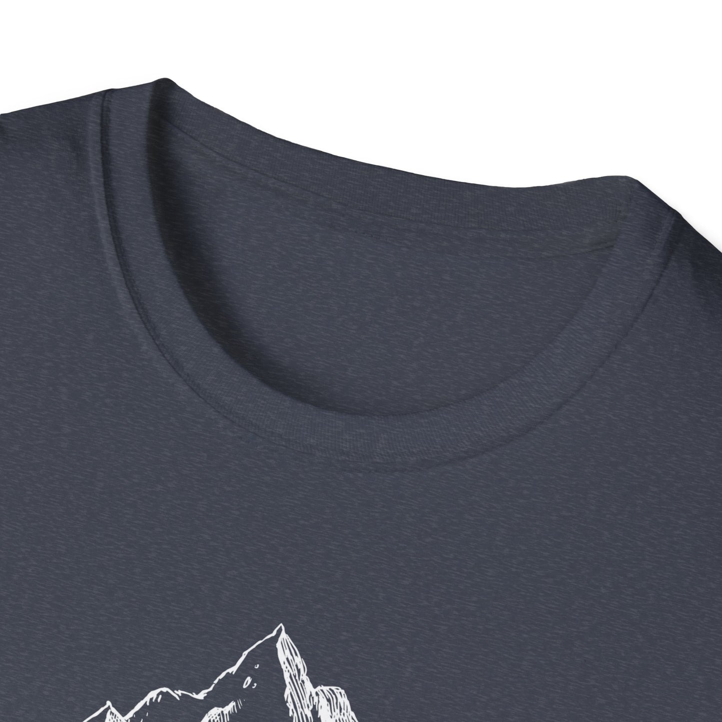 Denali's Dramatic Peak: Etched Mountain Landscape, Alpine Illustration Review - Unisex Graphic Tee