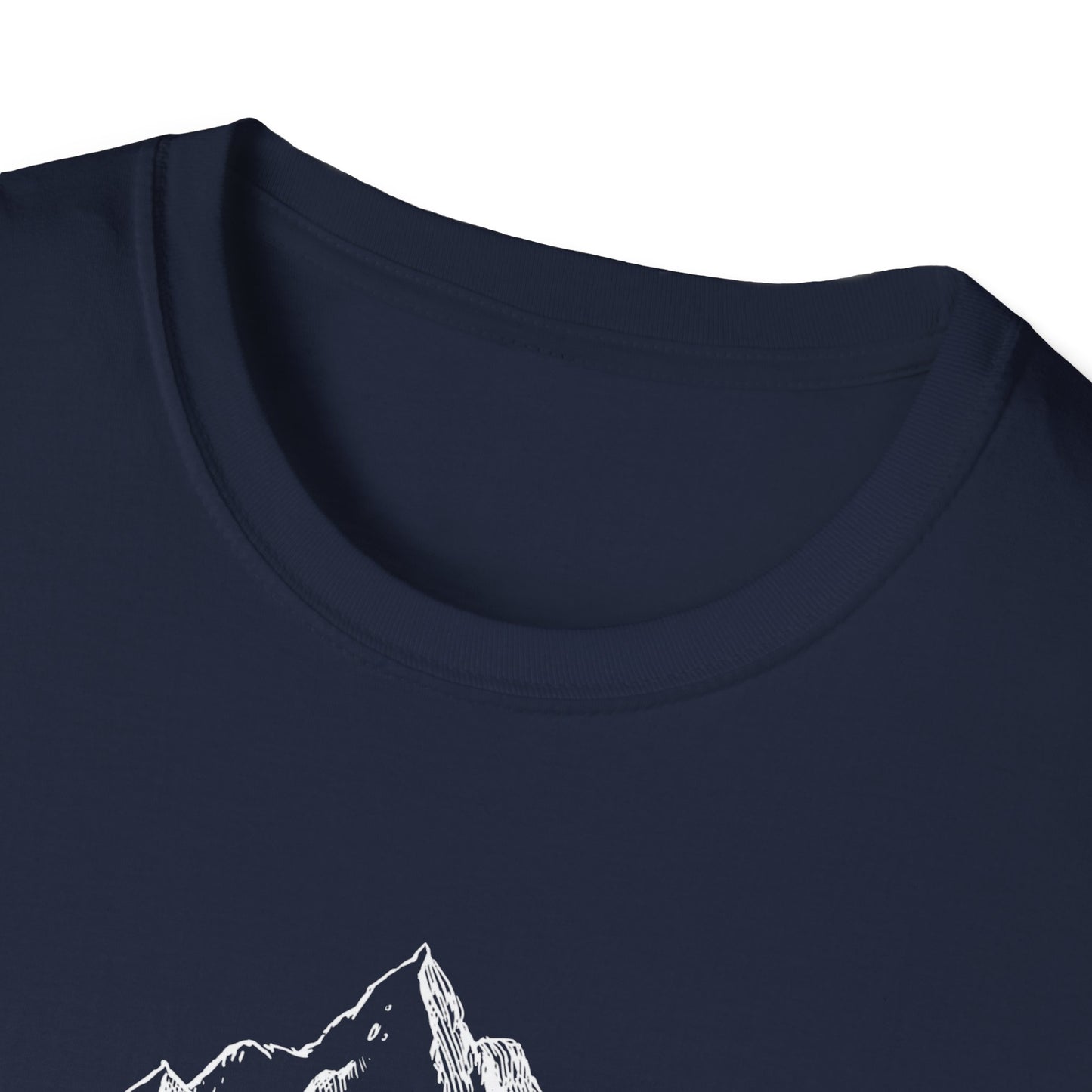 Denali's Dramatic Peak: Etched Mountain Landscape, Alpine Illustration Review - Unisex Graphic Tee