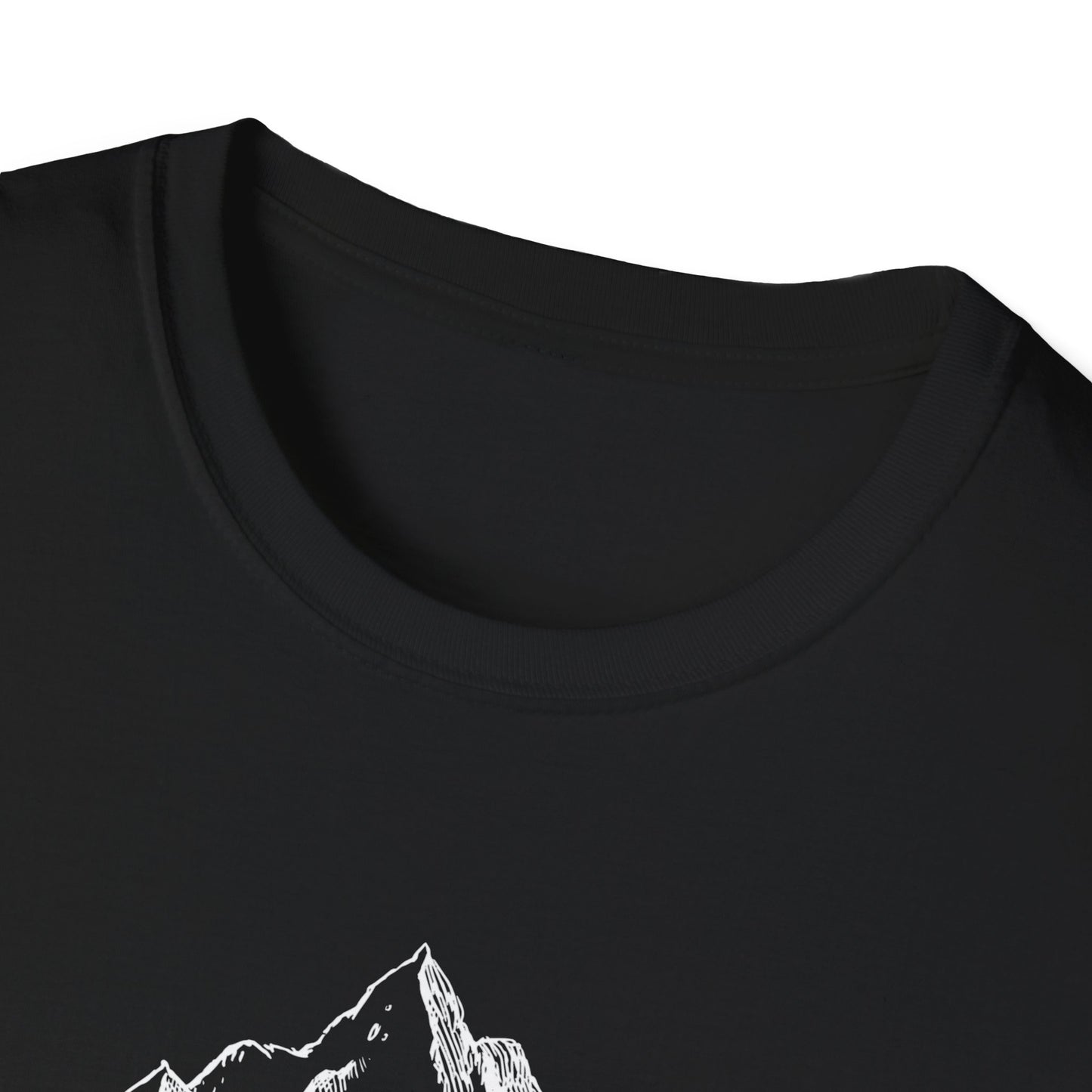 Denali's Dramatic Peak: Etched Mountain Landscape, Alpine Illustration Review - Unisex Graphic Tee