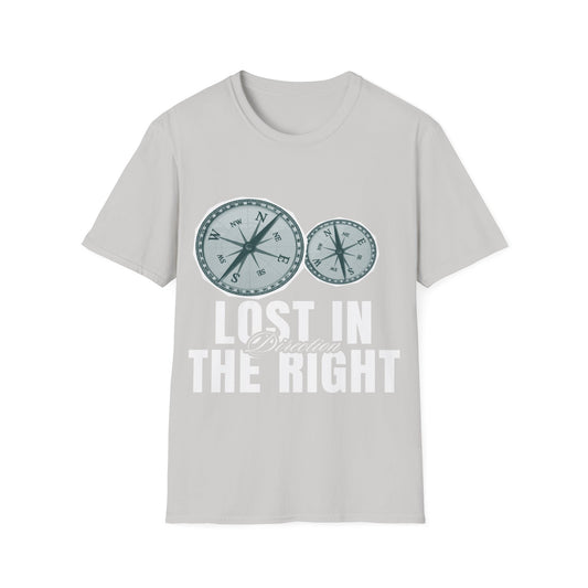 Lost in Direction: Vintage Compass Design, Navigational Typography Art - Unisex Graphic Tee