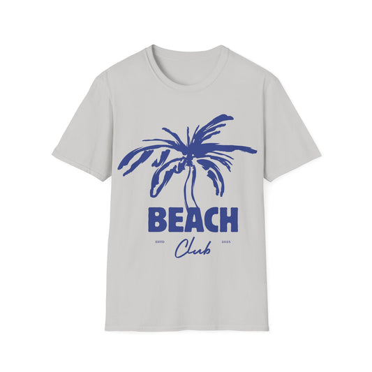 Beach Club Emblem: Coastal Minimalist Design, Dynamic Palm Tree Logo - Unisex Graphic Tee