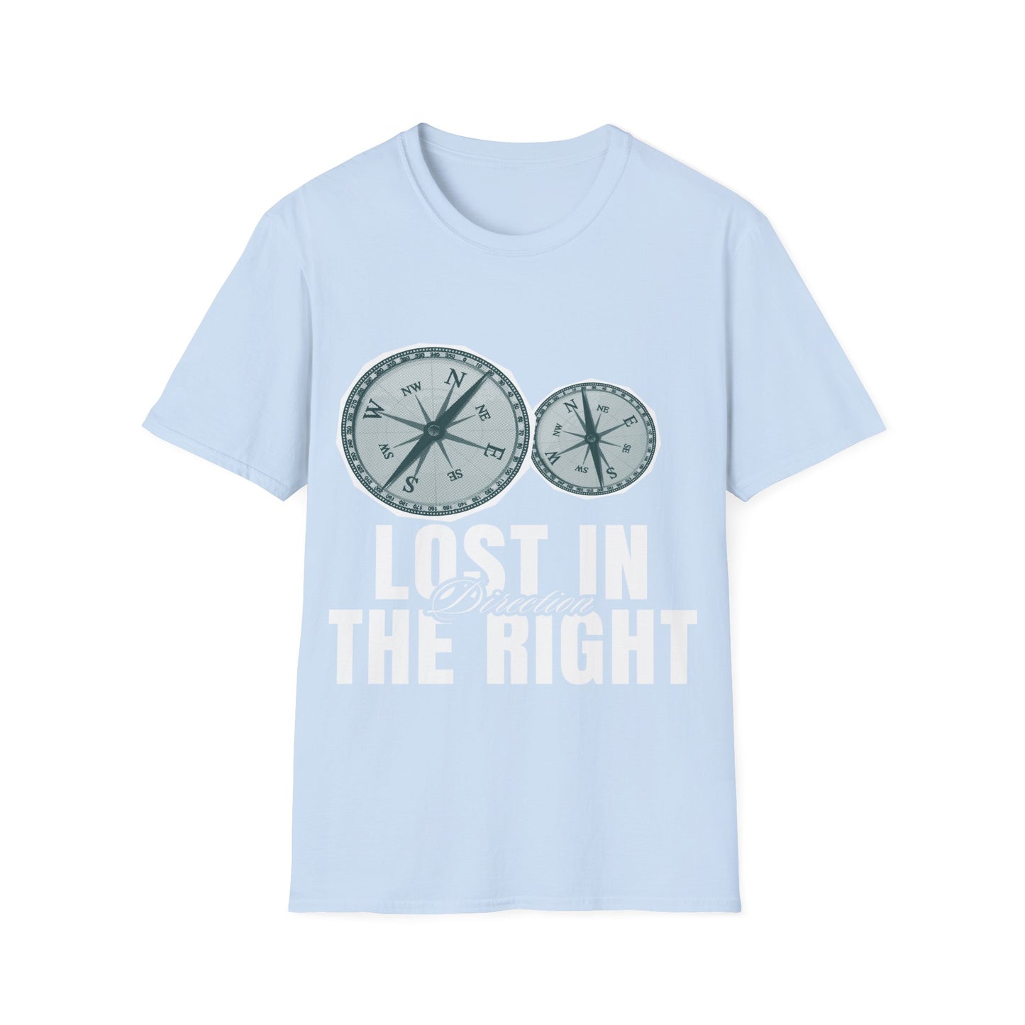 Lost in Direction: Vintage Compass Design, Navigational Typography Art - Unisex Graphic Tee