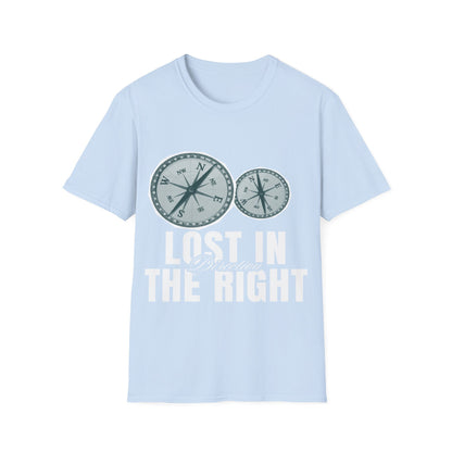 Lost in Direction: Vintage Compass Design, Navigational Typography Art - Unisex Graphic Tee