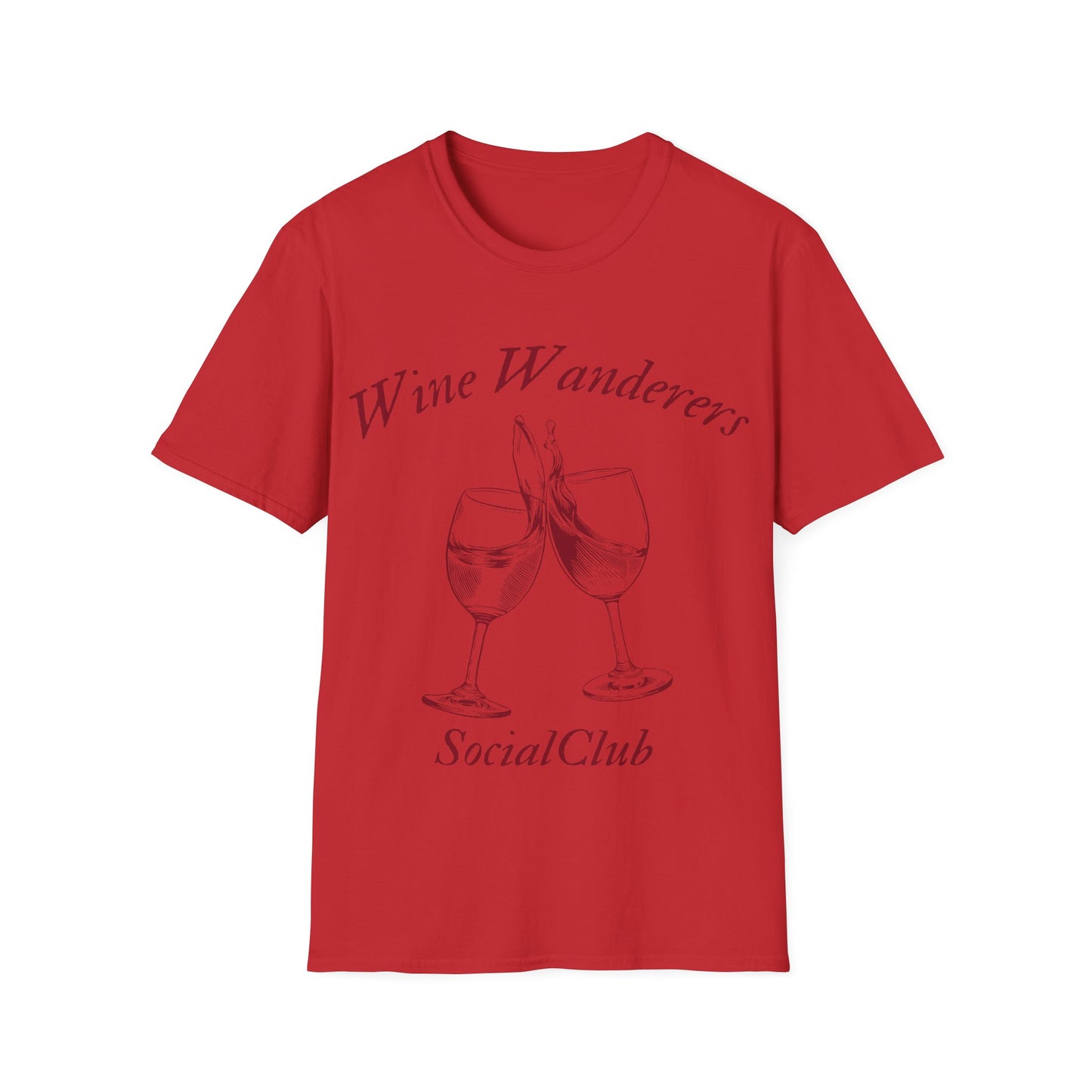 Wine Wanderers Social Club: Vintage Etched Glasses, Elegant Graphic Design - Unisex Graphic Tee