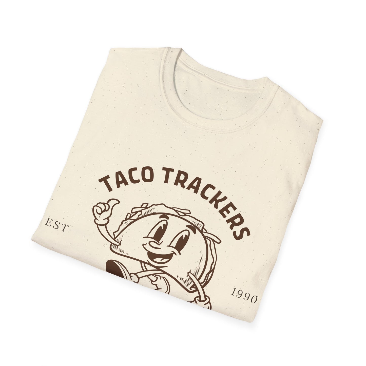 Taco Trackers Club: Vintage Mascot Logo, Retro Halftone Graphic Design - Unisex Graphic Tee