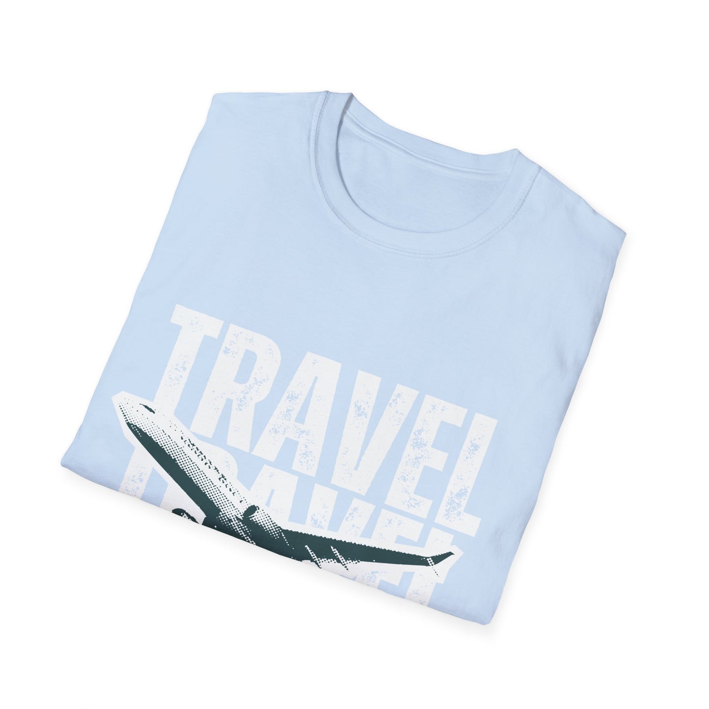 TRAVEL TRAVEL: Streetwear Graphic Design Poster, Distressed Typography Halftone Print - Unisex Graphic Tee