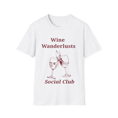 Wine Wanderlusts: Social Club Graphic Design, Vintage Etched Wine Glass Illustration - Unisex Graphic Tee