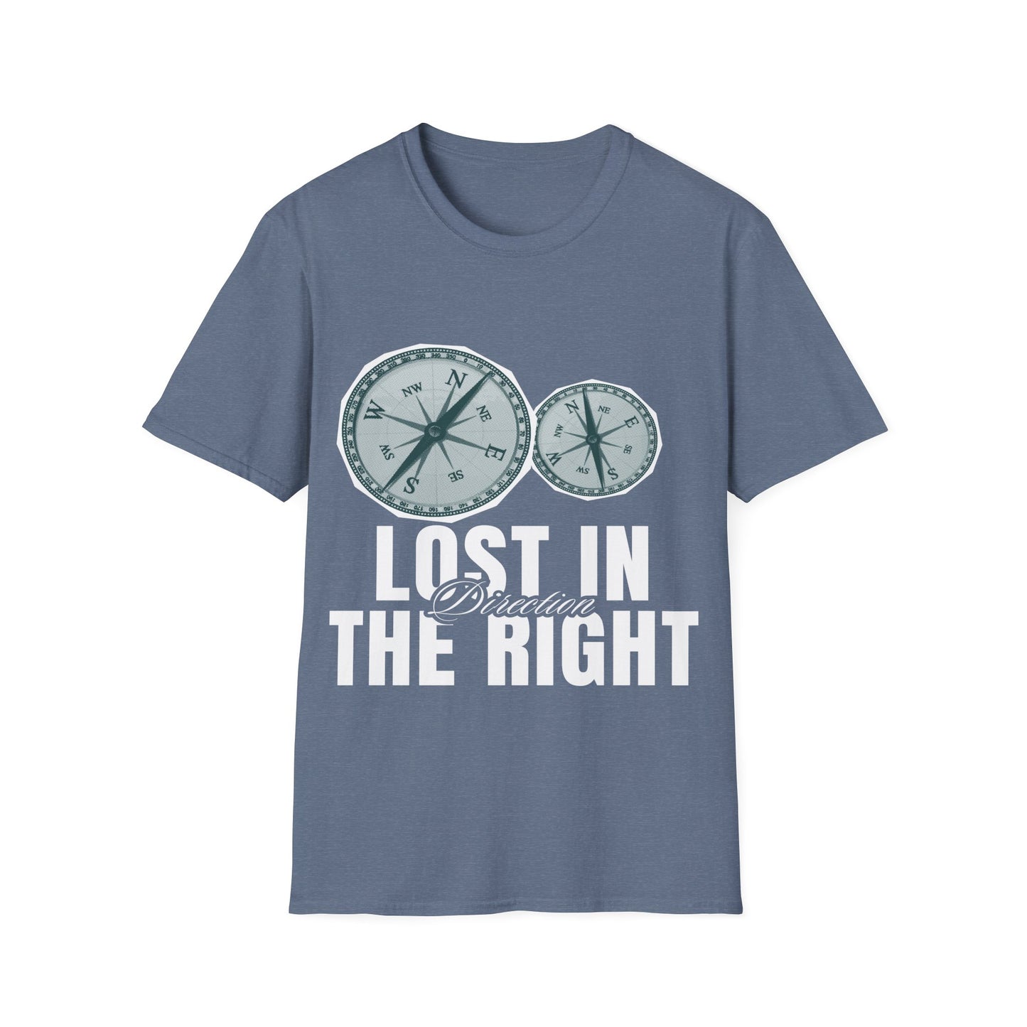 Lost in Direction: Vintage Compass Design, Navigational Typography Art - Unisex Graphic Tee