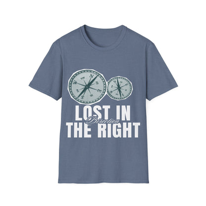 Lost in Direction: Vintage Compass Design, Navigational Typography Art - Unisex Graphic Tee