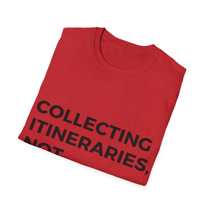 Wanderlust Chronicles: Experiential Travel Typography, Minimalist Design Statement - Unisex Graphic Tee