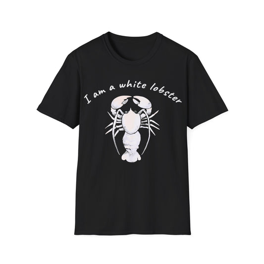 White Lobster Emblem: Minimalist Marine Illustration, Graphic Design Crustacean Portrait - Unisex Graphic Tee