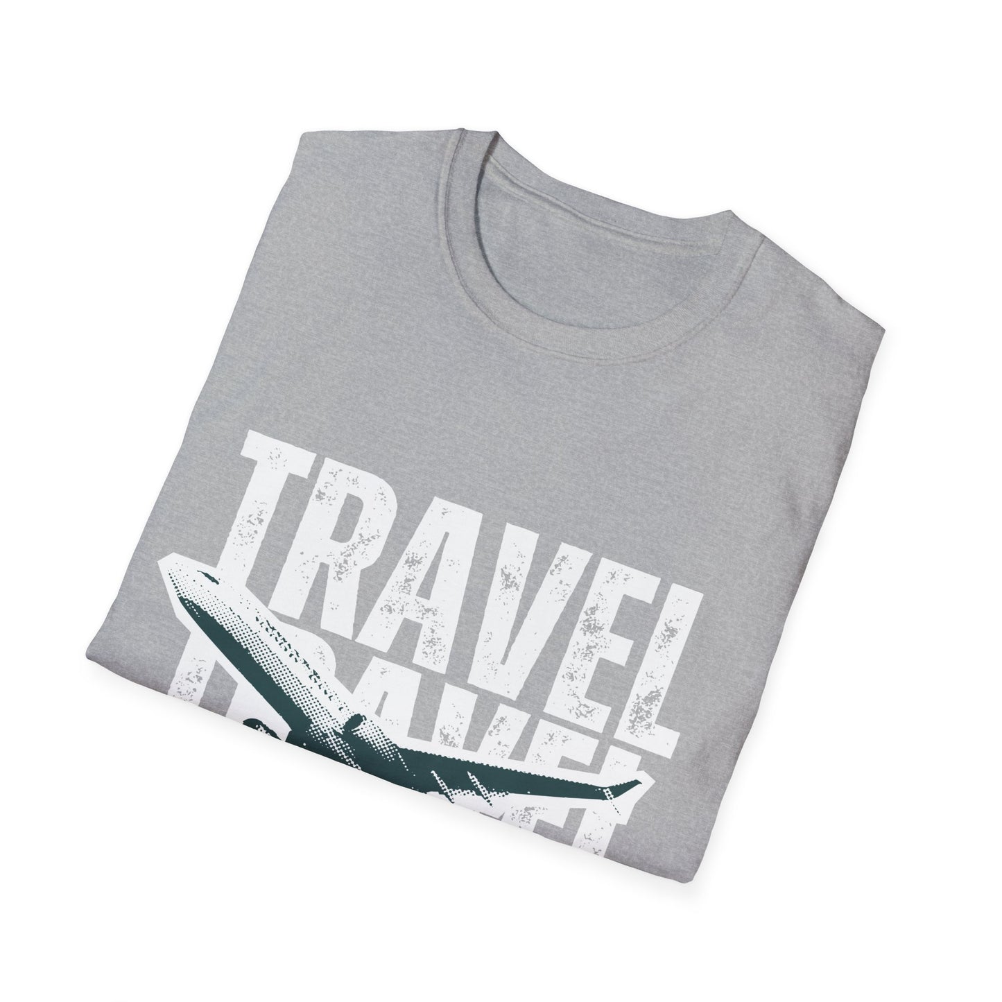 TRAVEL TRAVEL: Streetwear Graphic Design Poster, Distressed Typography Halftone Print - Unisex Graphic Tee