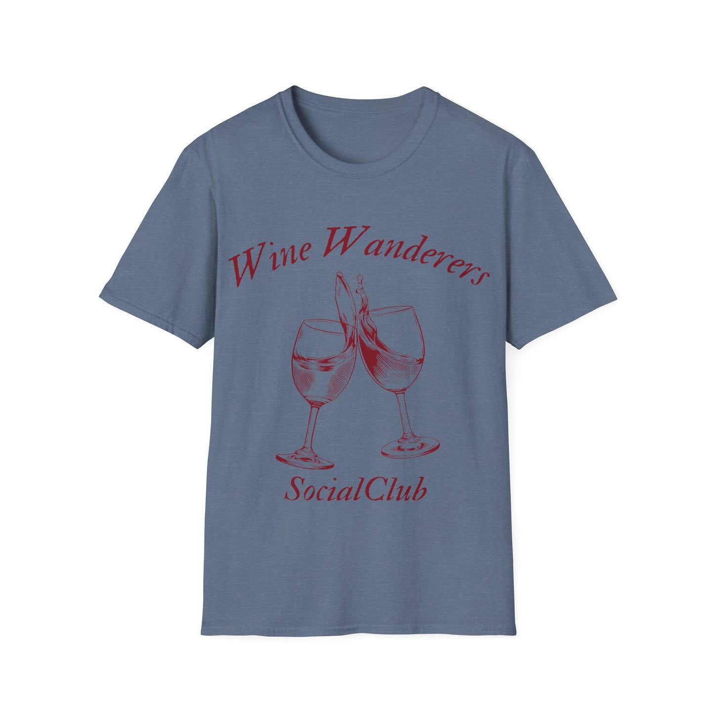 Wine Wanderers Social Club: Vintage Etched Glasses, Elegant Graphic Design - Unisex Graphic Tee