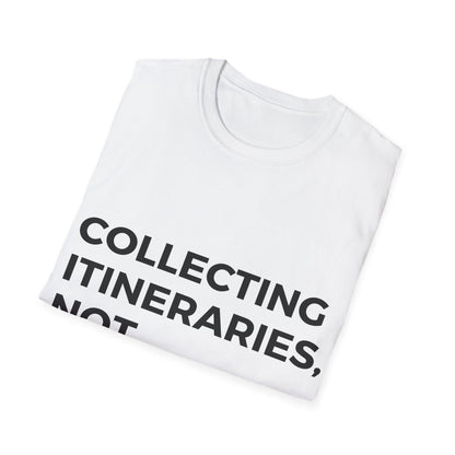 Wanderlust Chronicles: Experiential Travel Typography, Minimalist Design Statement - Unisex Graphic Tee