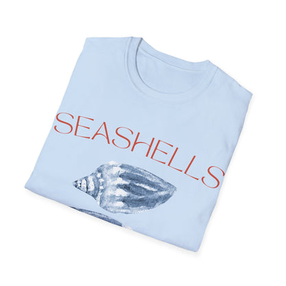 Seashells Crew: Watercolor Marine Design, Organic Shell Illustration - Unisex Graphic Tee