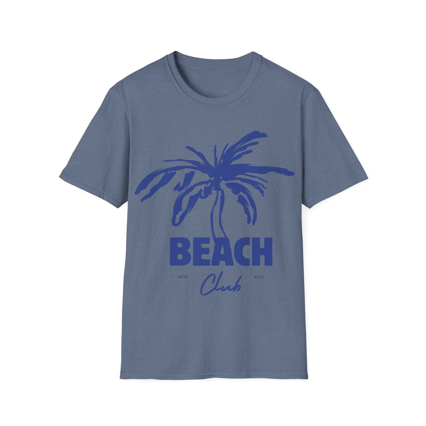 Beach Club Emblem: Coastal Minimalist Design, Dynamic Palm Tree Logo - Unisex Graphic Tee