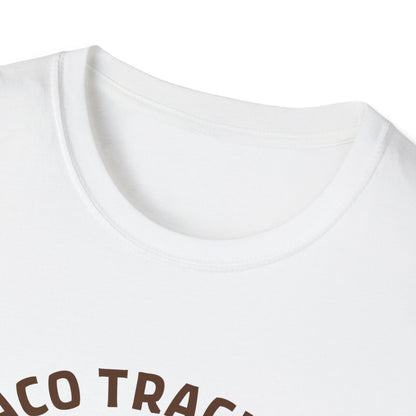 Taco Trackers Club: Vintage Mascot Logo, Retro Halftone Graphic Design - Unisex Graphic Tee