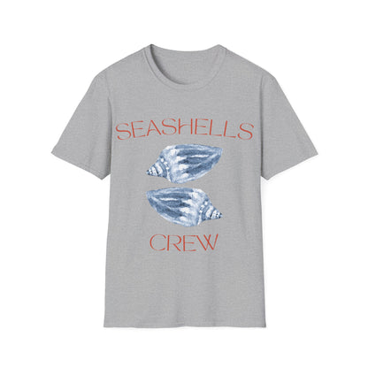 Seashells Crew: Watercolor Marine Design, Organic Shell Illustration - Unisex Graphic Tee