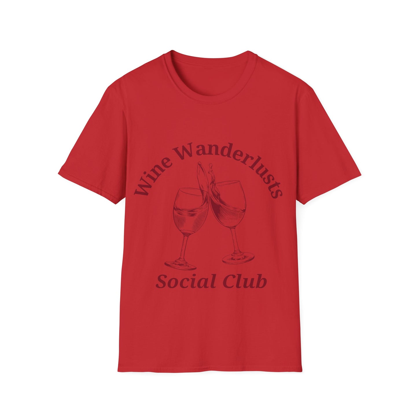Wine Wanderlusts Social Club: Vintage Etching Logo Design, Wine Glass Emblem - Unisex Graphic Tee