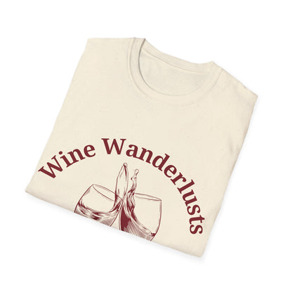 Wine Wanderlusts Social Club: Vintage Etching Logo Design, Wine Glass Emblem - Unisex Graphic Tee