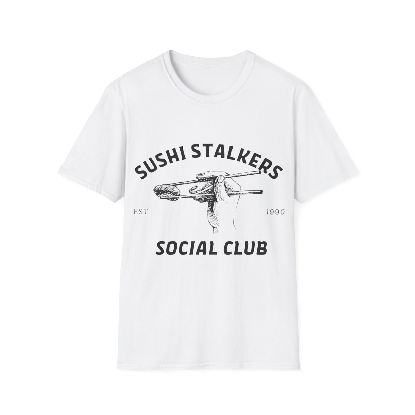 Sushi Stalkers Social Club: Vintage Chopsticks Graphic, Retro Culinary Design - Unisex Graphic Tee