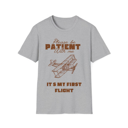 First Flight Jitters: Vintage Aviation Poster, Retro Graphic Design Typography - Unisex Graphic Tee