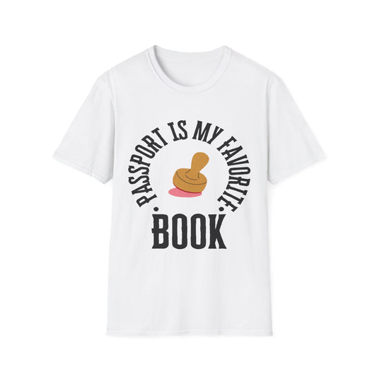 Passport Passion: Graphic Design Typography, Minimalist Book Cover Art - Unisex Graphic Tee