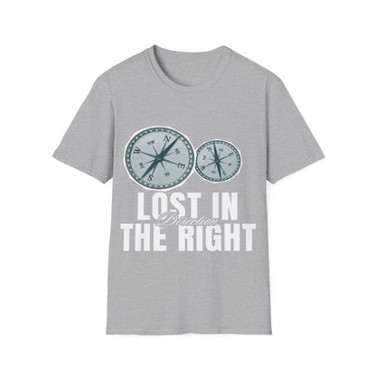 Lost in Direction: Vintage Compass Design, Navigational Typography Art - Unisex Graphic Tee