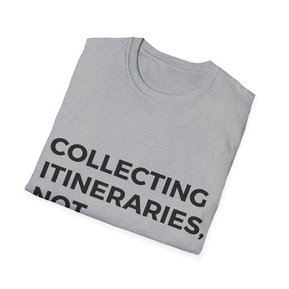 Wanderlust Chronicles: Experiential Travel Typography, Minimalist Design Statement - Unisex Graphic Tee