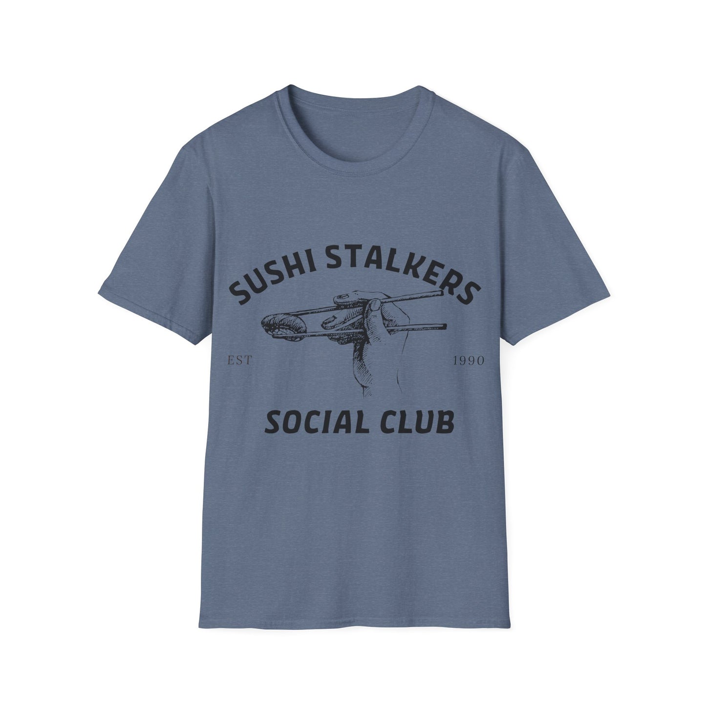 Sushi Stalkers Social Club: Vintage Chopsticks Graphic, Retro Culinary Design - Unisex Graphic Tee