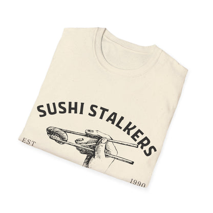 Sushi Stalkers Social Club: Vintage Chopsticks Graphic, Retro Culinary Design - Unisex Graphic Tee