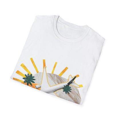 Catch Flights, Not Feelings: Cannabis Travel Art, Pop Culture Aviation Design - Unisex Graphic Tee