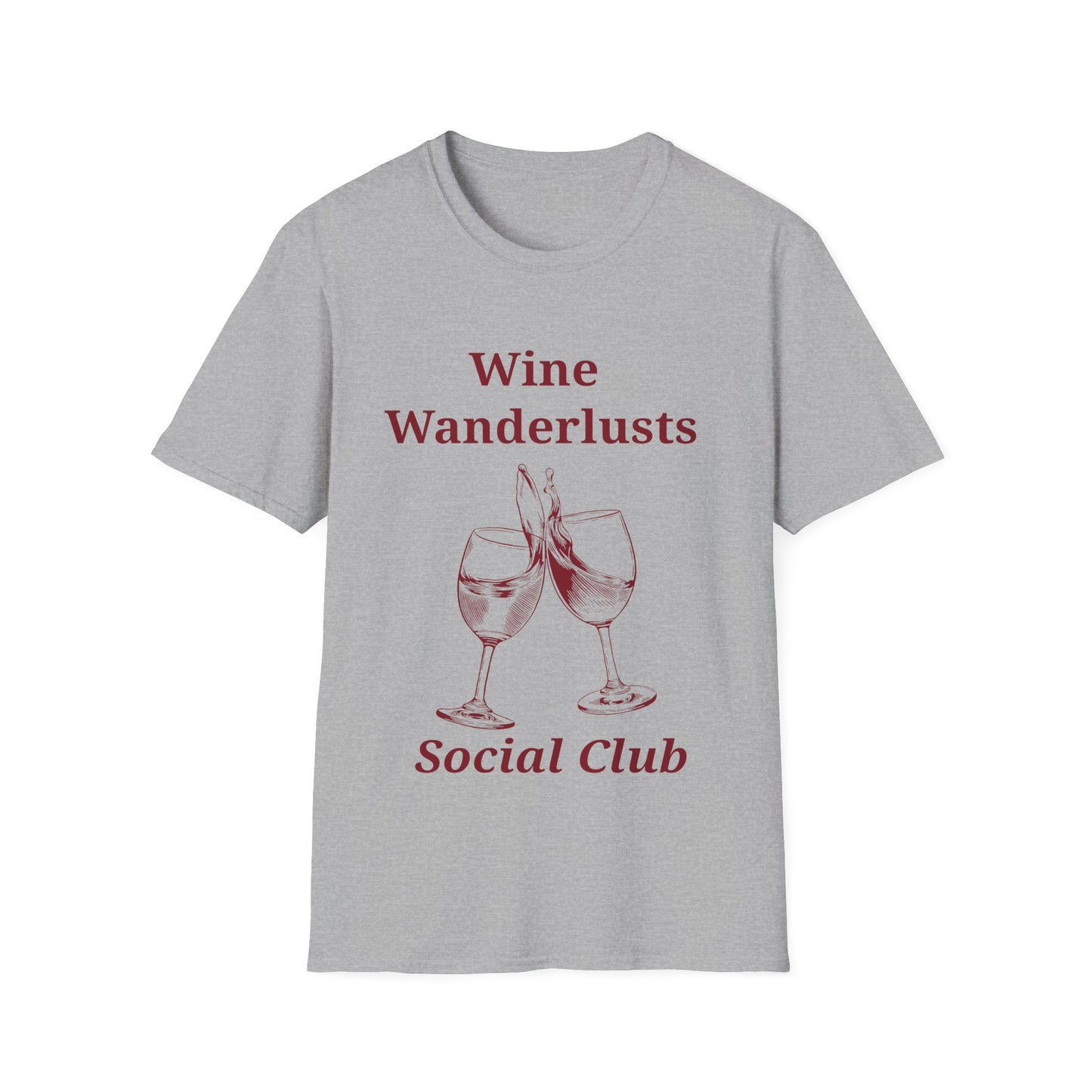 Wine Wanderlusts: Social Club Graphic Design, Vintage Etched Wine Glass Illustration - Unisex Graphic Tee