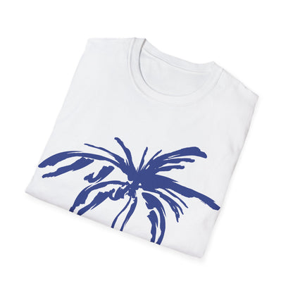 Beach Club Emblem: Coastal Minimalist Design, Dynamic Palm Tree Logo - Unisex Graphic Tee