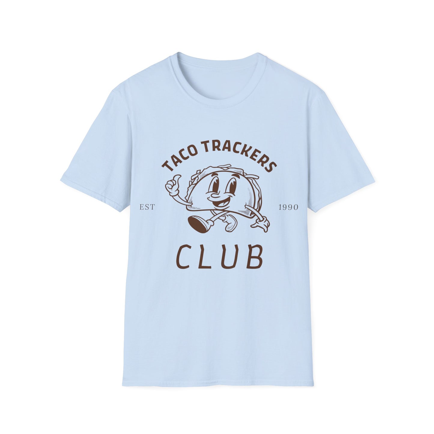 Taco Trackers Club: Vintage Mascot Logo, Retro Halftone Graphic Design - Unisex Graphic Tee