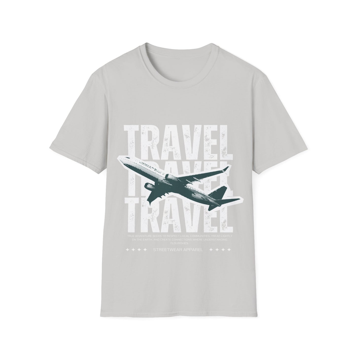 TRAVEL TRAVEL: Streetwear Graphic Design Poster, Distressed Typography Halftone Print - Unisex Graphic Tee