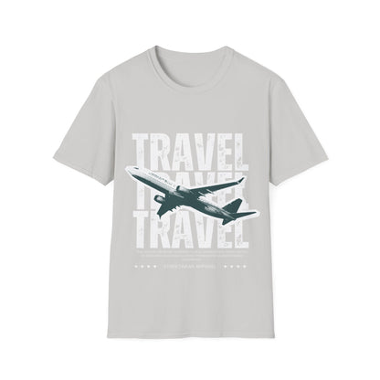 TRAVEL TRAVEL: Streetwear Graphic Design Poster, Distressed Typography Halftone Print - Unisex Graphic Tee