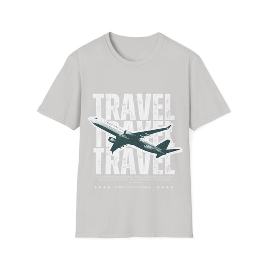 TRAVEL TRAVEL: Streetwear Graphic Design Poster, Distressed Typography Halftone Print - Unisex Graphic Tee
