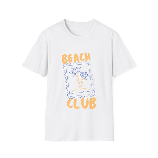 Tropical Beach Club Stamp: Vintage Graphic Island Design, Postage Art Illustration - Unisex Graphic Tee